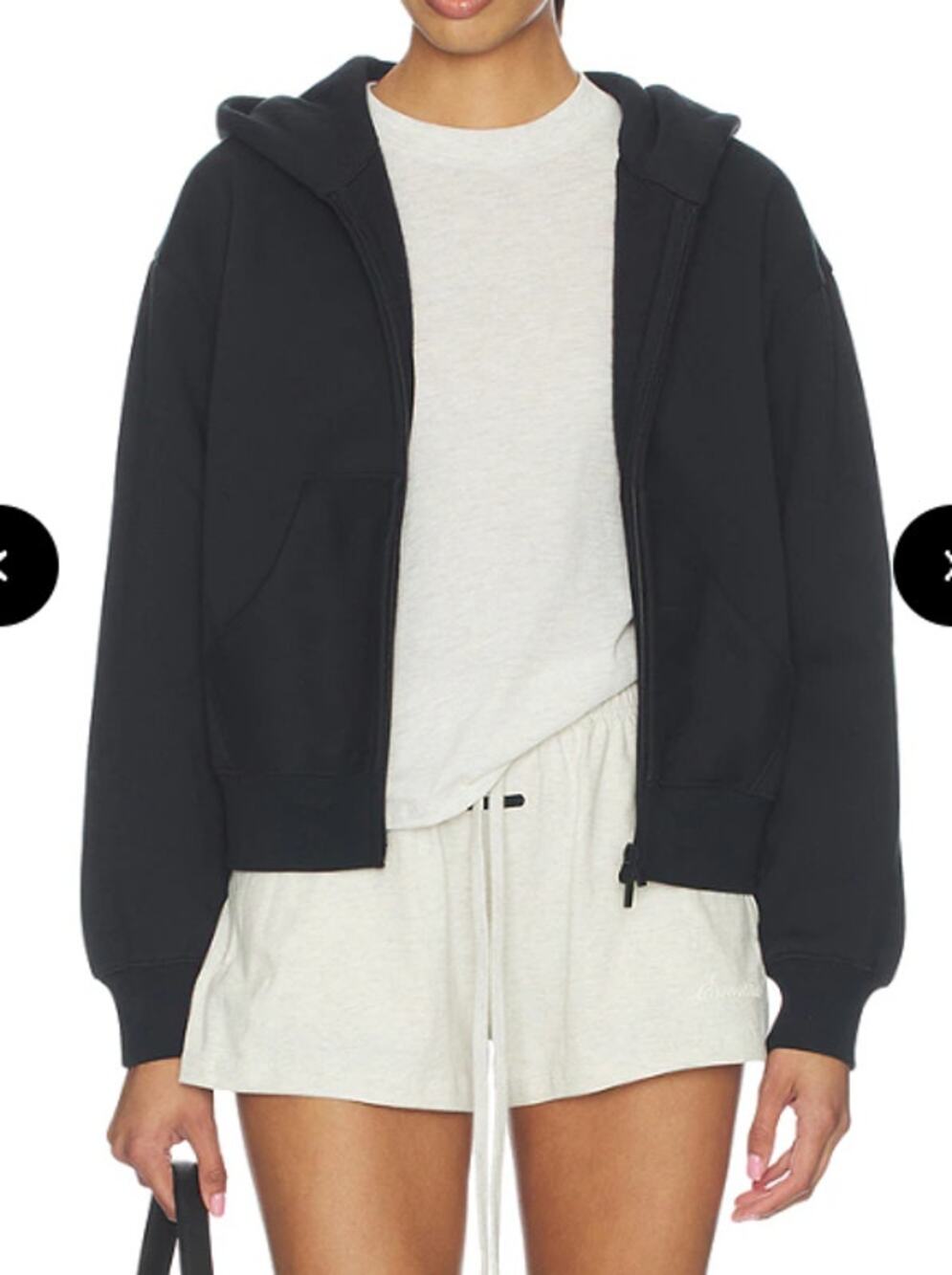 Susana Monaco Classic Full Zip Hoodie Black NWT $160 retail XS